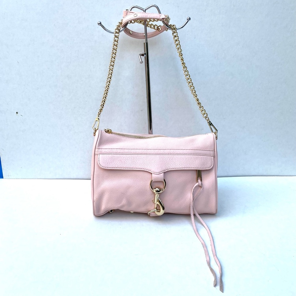 Rebecca Minkoff crossbody bag in light pink leather with gold chain hardware